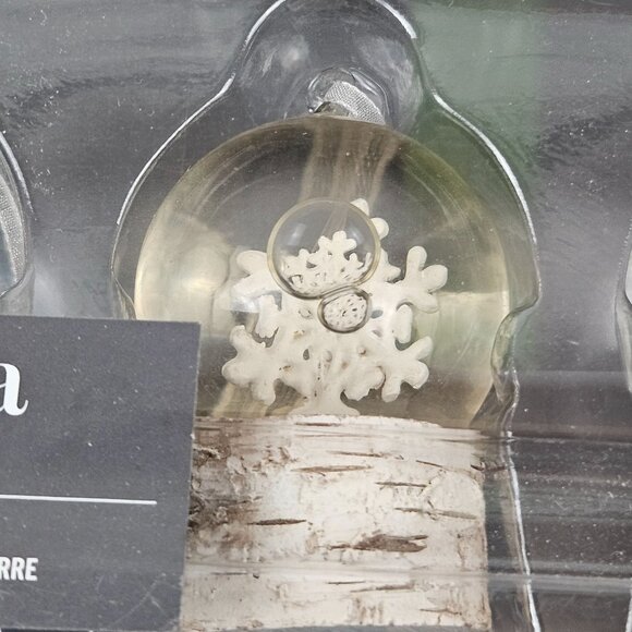 Martha Stewart Glass Dome Ornaments Set of 4 Woodland Birch Base Christmas - Picture 5 of 10